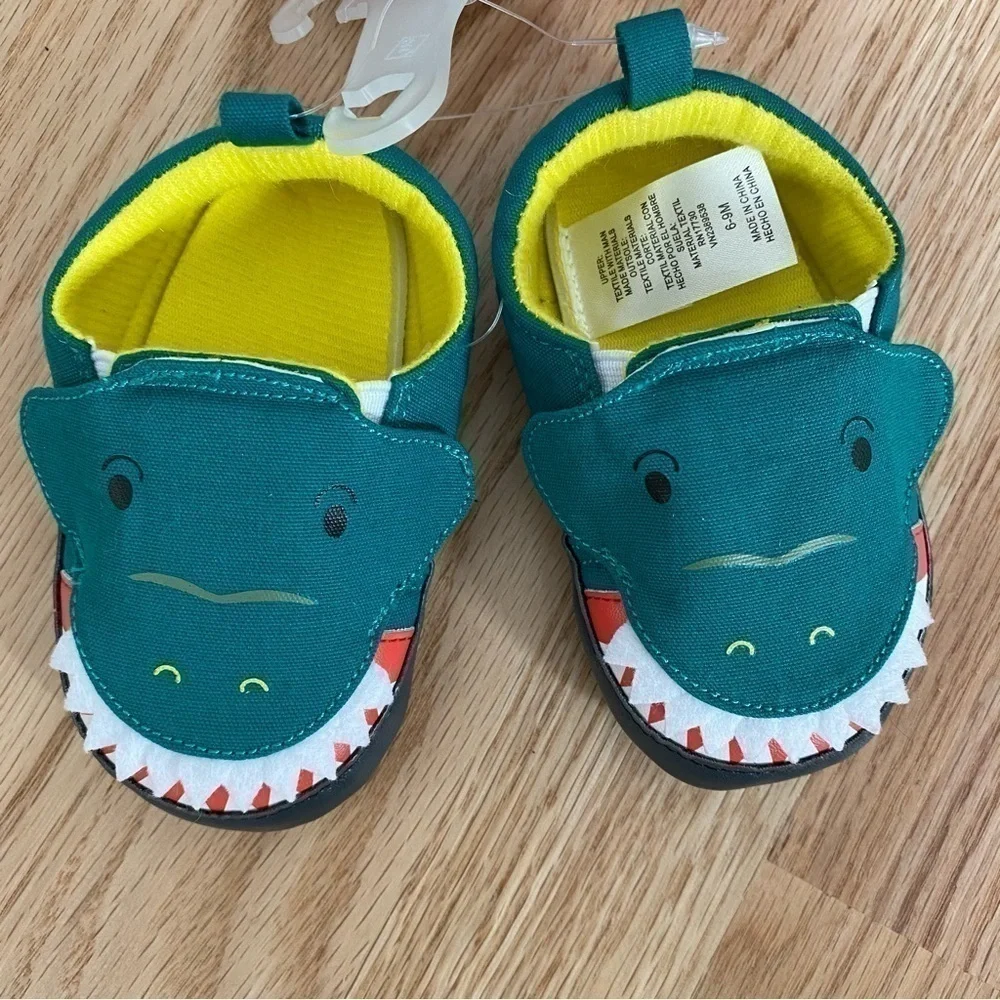 Cat & Jack Baby Dinosaur Shoes NEW 6-9 mos Green Alligator Crocodile